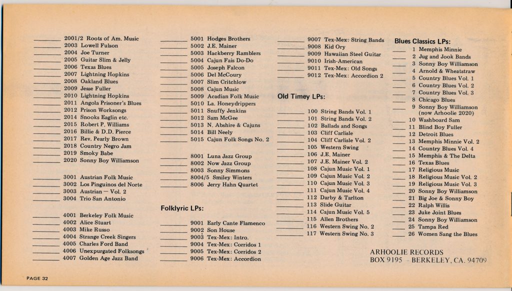 Arhoolie Records Catalogs Publications The Arhoolie Foundation