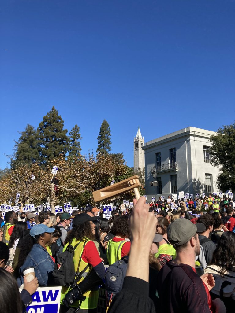 University of California workers on strike at the UC Berkeley campus, November 2022